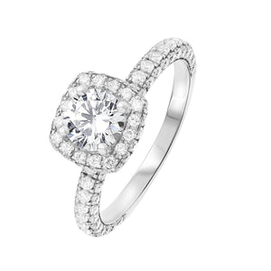 3D Diamond Halo Engagement Ring