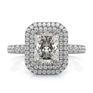 Double Halo Radiant Cut Engagement Ring