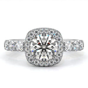 3D Halo Round Diamond Engagement Ring