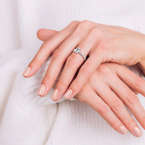Emerald Cut Diamond Set Shoulders Engagement Ring