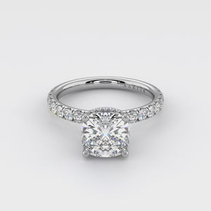 Diamond Set Cushion Cut Engagement Ring