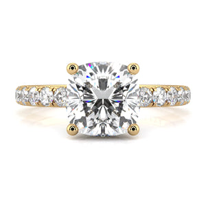 Diamond Set Cushion Cut Engagement Ring