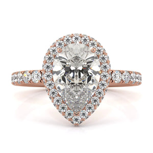 Pear Halo Diamond Set Engagement Ring