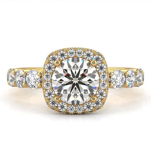 3D Halo Round Diamond Engagement Ring