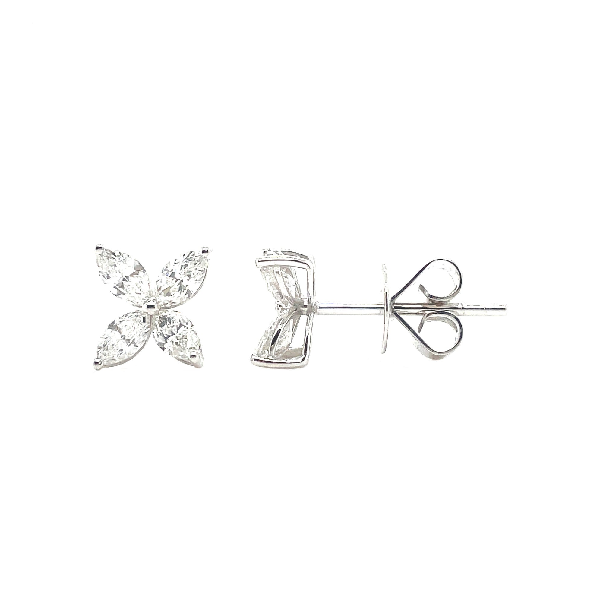 18ct Marquise Flower Earrings