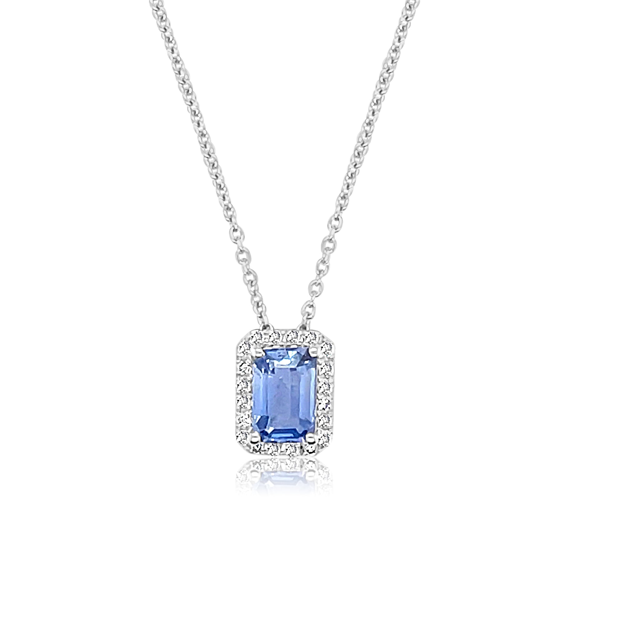 18ct Emerald Sapphire Halo Necklace