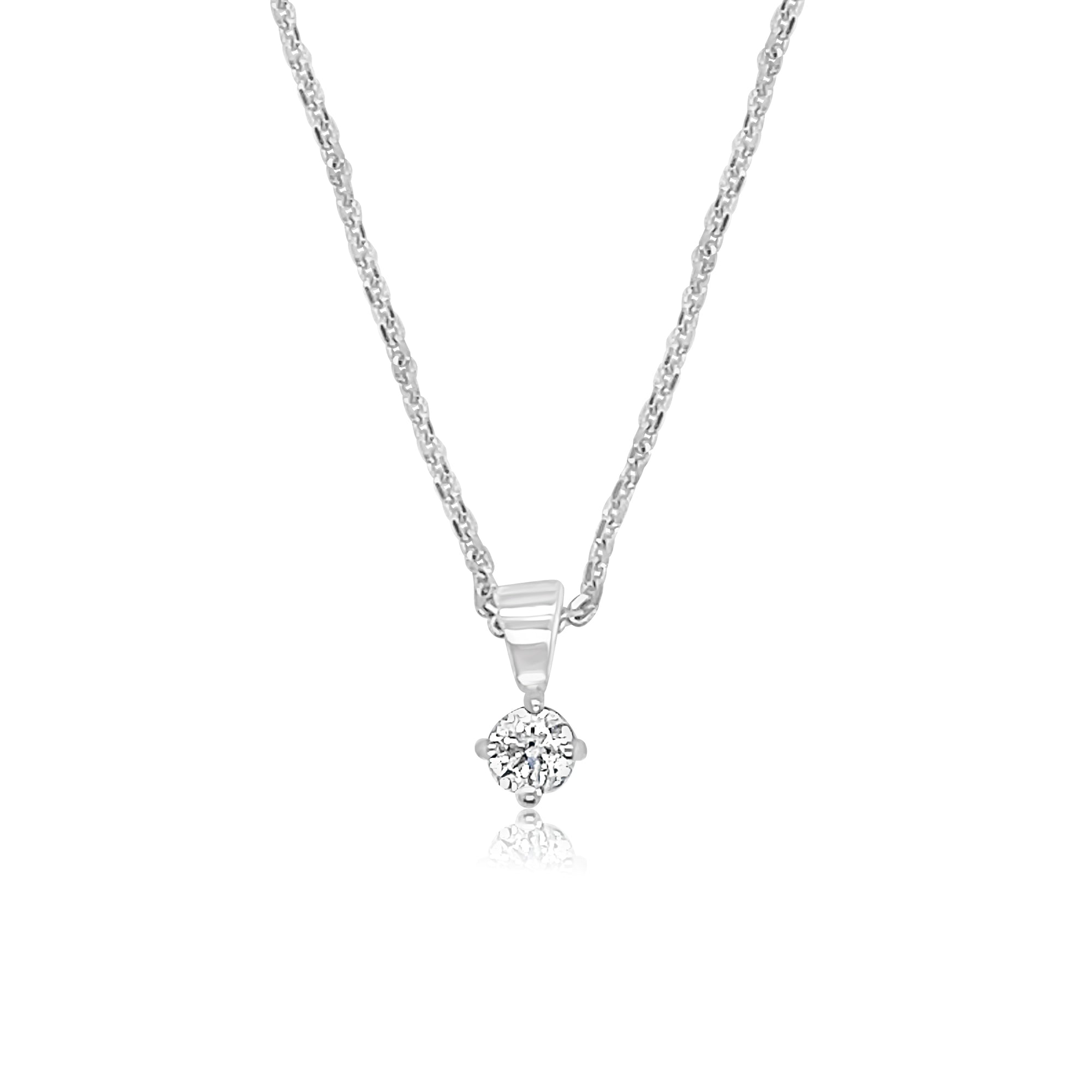 18ct 4 Claw White Diamond Necklace