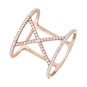 Rose Gold Diamond Crossover Ring