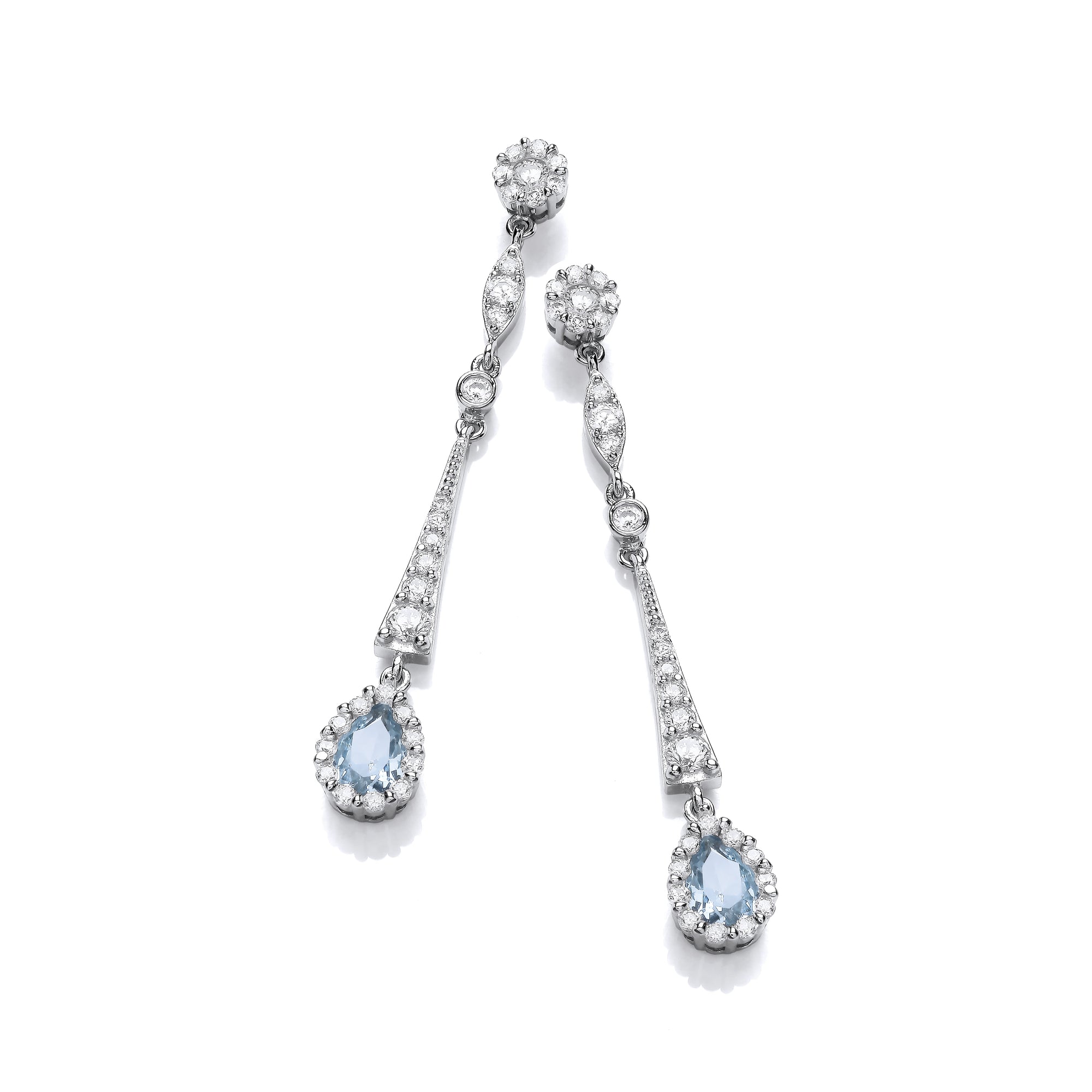 Aquamarine & Diamond Drop Earrings