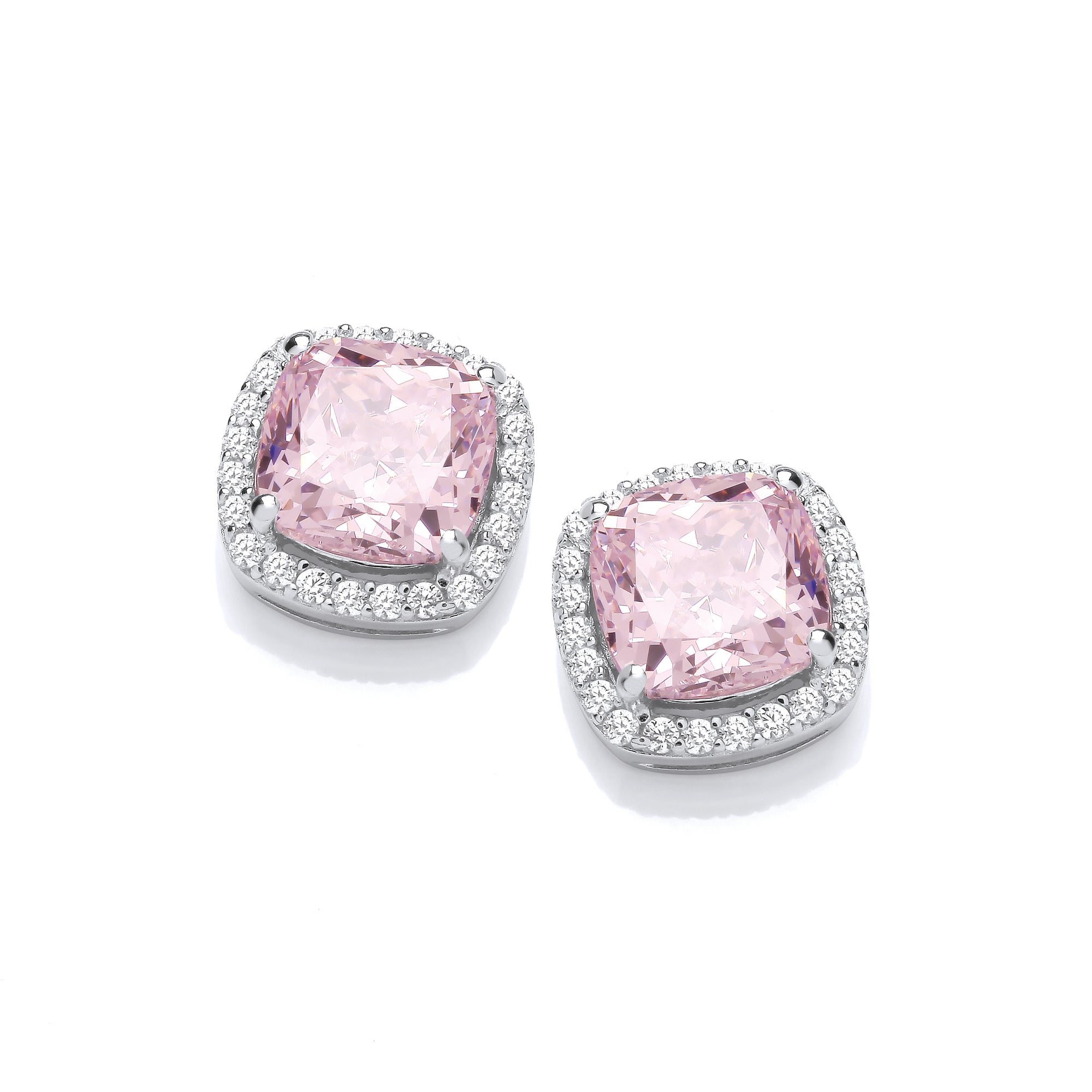 Cushion Shape Pink Sapphire Earrings