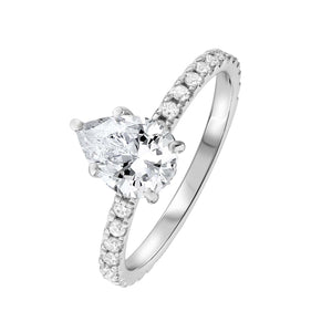 Pear Diamond Underhalo Engagement Ring