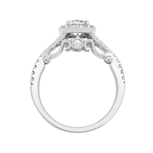 Vintage Split Round Diamond Halo Engagement Ring