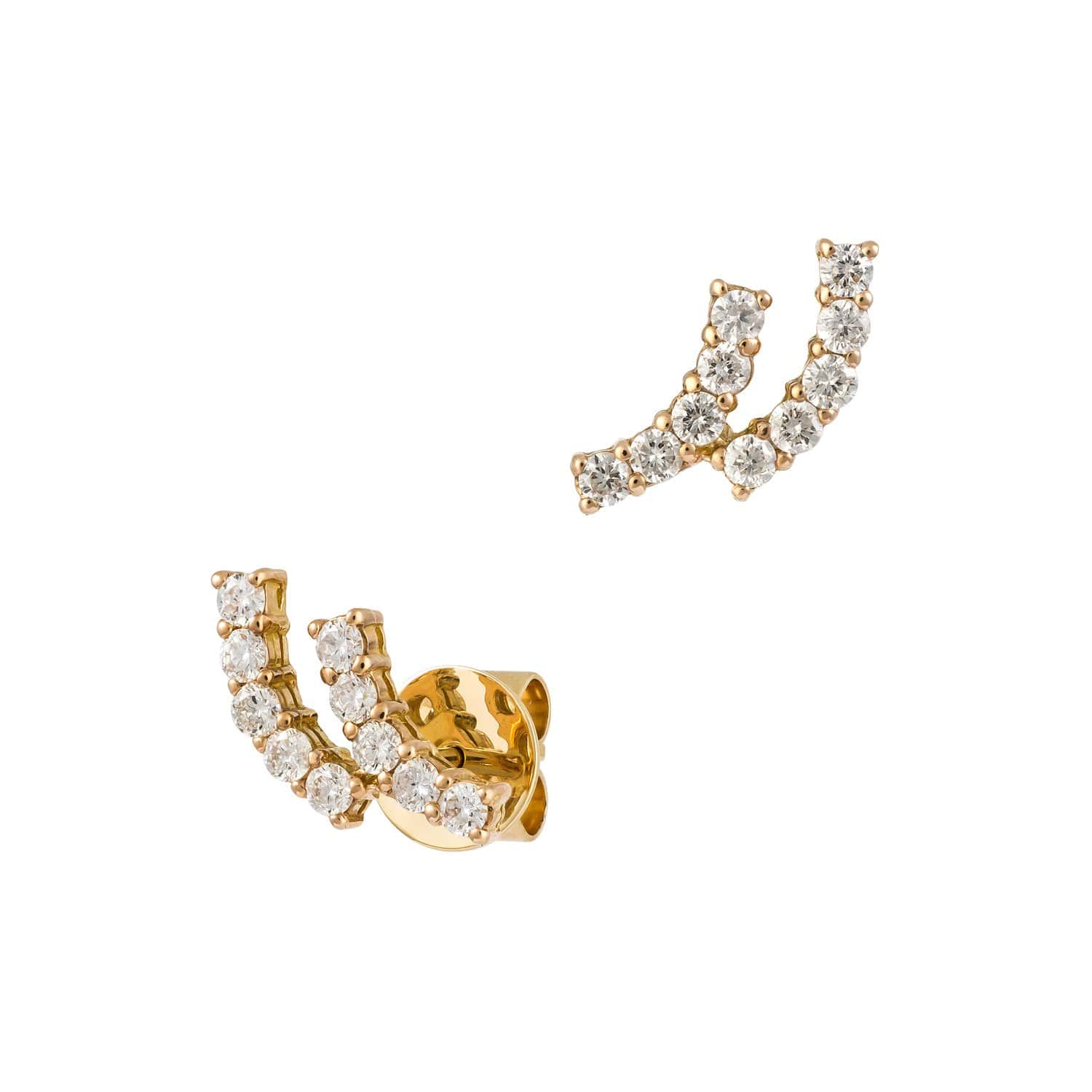 18ct Yellow Gold Double Row Daimond Earrings