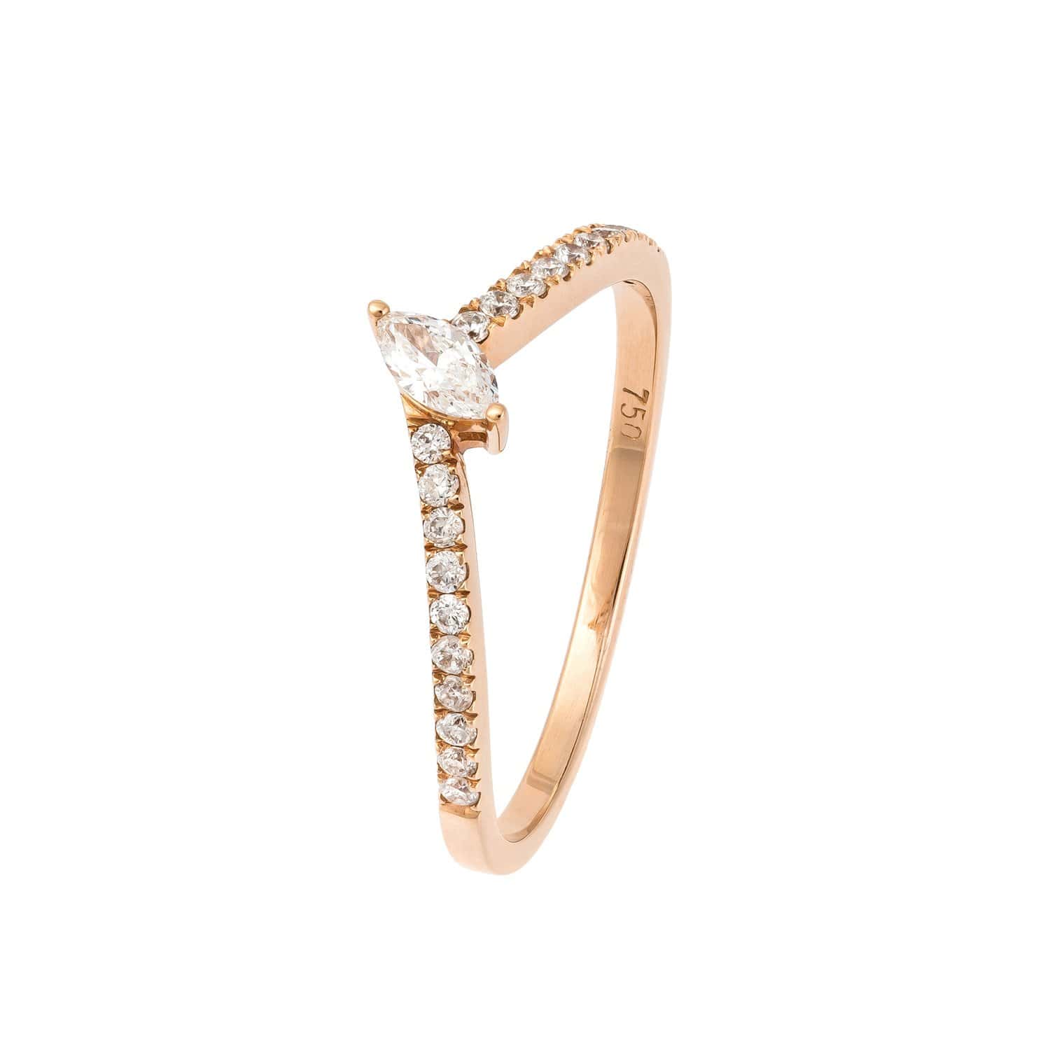18ct Rose Gold Marquise Diamond Ring