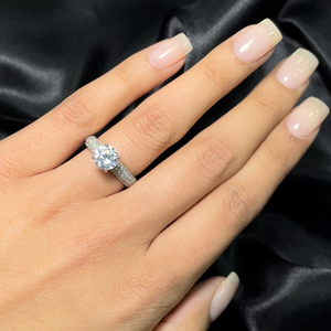 French Pave Diamond Set Engagement Ring