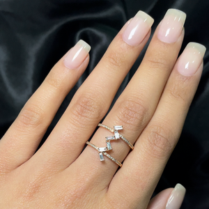 Rose Gold Diamond Ring with Baguette Diamonds