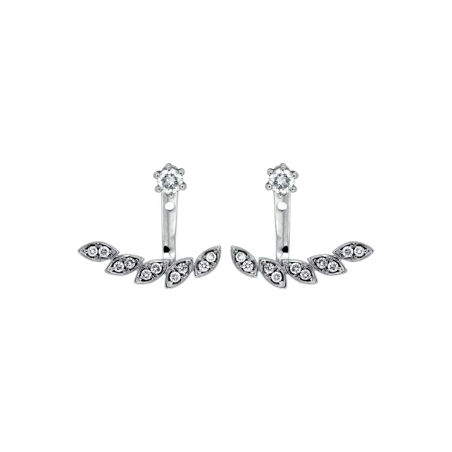 White Gold Diamond Leaf Design Earrings