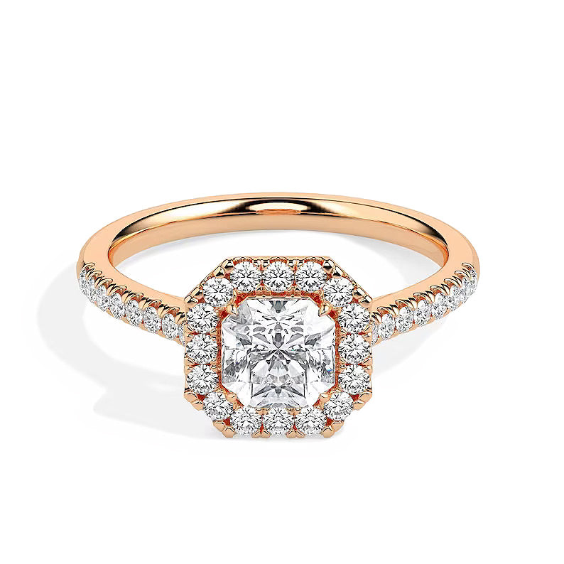 Diamond Set Asscher Cut Engagement Ring