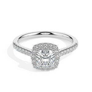 Diamond Set Cushion Halo Engagement Ring