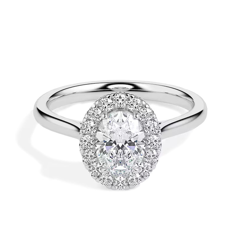 Single Halo Oval Engagement Ring