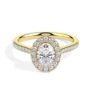 Diamond Set Oval Halo Engagement Ring