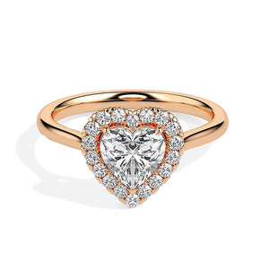 Single Halo Heart Diamond Engagement Ring