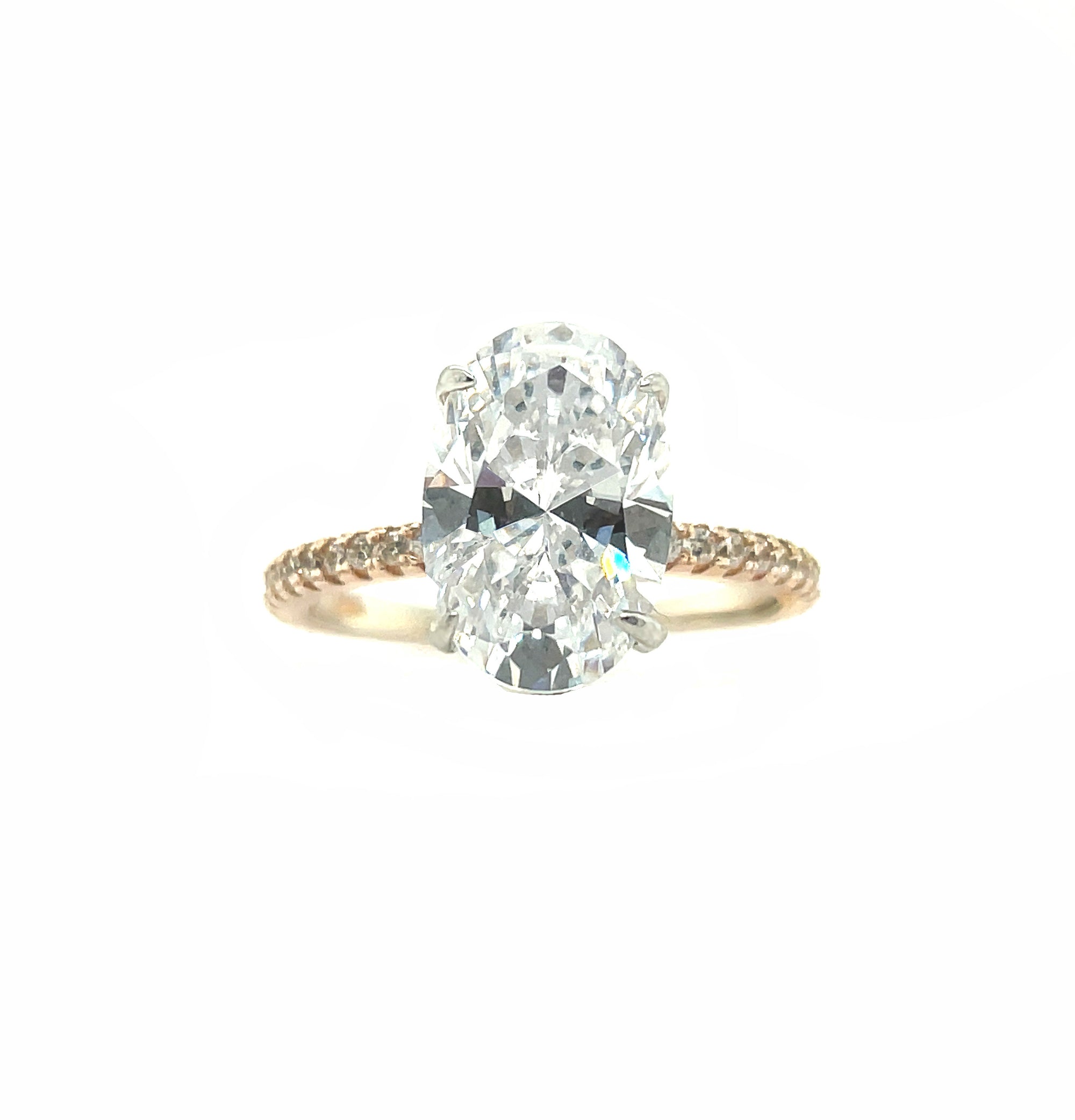 Rose Gold Oval Diamond Set Engagement Ring