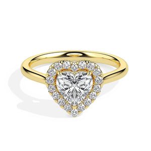 Single Halo Heart Diamond Engagement Ring